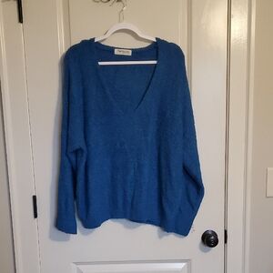 🟦 Elegant Blue V-Neck Sweater